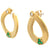 Vintage Italian Emerald Diamond 18 Karat Yellow Gold Hoop Earrings