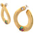 Vintage Italian Gemstone Diamond 18 Karat Yellow Gold Hoop Earrings