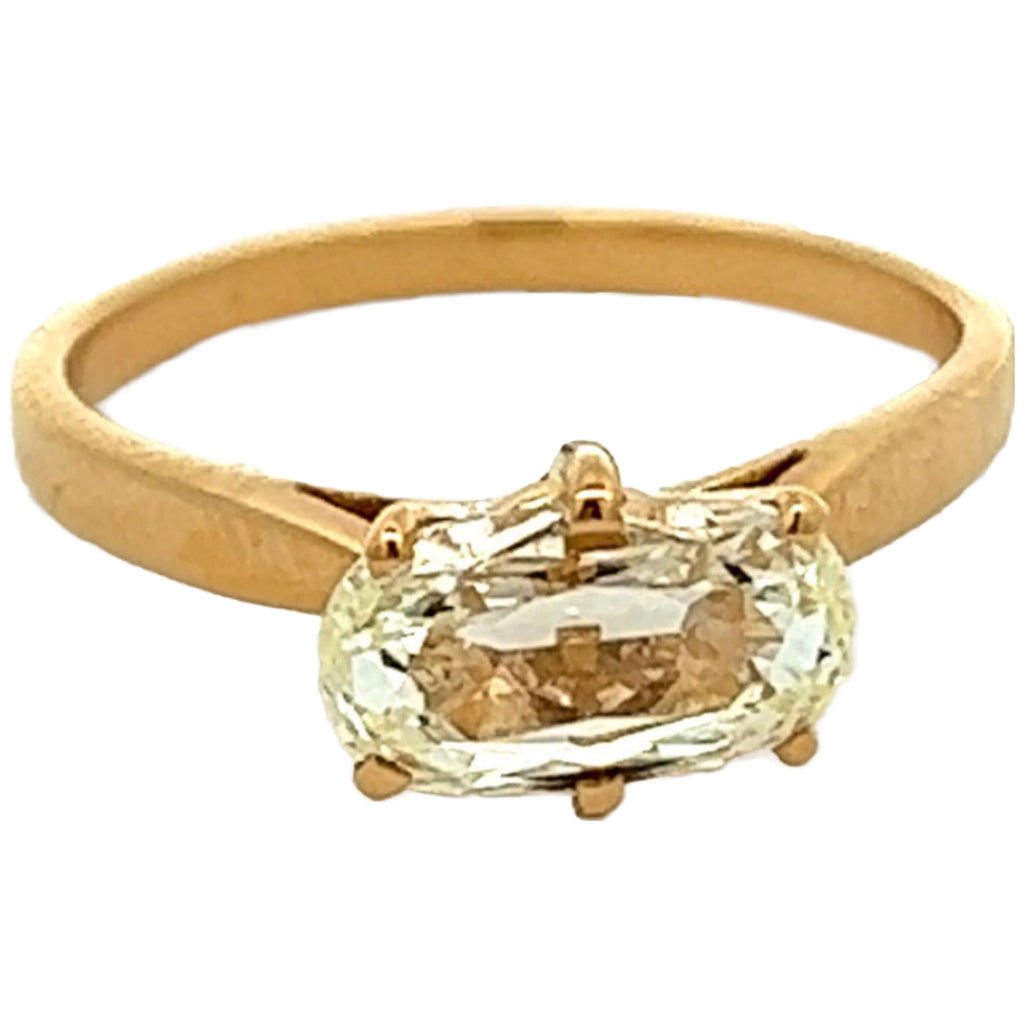 Vintage French GIA 1.51 Carats Cushion Cut Diamond 18k Yellow Gold Solitaire Ring
