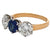 Mid Century French LFG Diamonds Sapphire 18k Gold Three Stone Ring