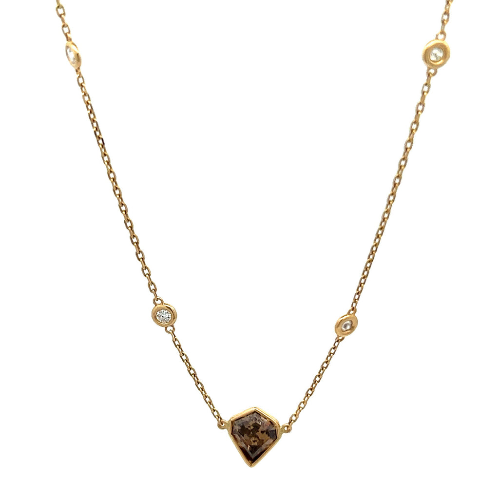 Fancy Color Diamond 14k Yellow Gold Diamonds By the Yard Chain Necklace