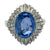 Vintage 6.50 Carats Blue Sapphire Diamond Platinum Ballerina Ring