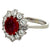 Vintage AIG 1.00 Carats Ruby Diamond 18k White Gold Cluster Ring