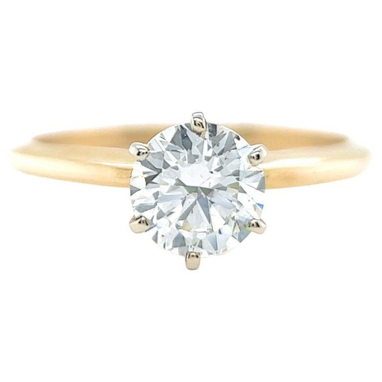 Mid Century 1.00 Carat Round Brilliant Cut 14 Karat Yellow Gold Solitaire Ring