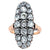 Napoleon III Era French Diamond Silver 18k Rose Gold Navette Dinner Ring