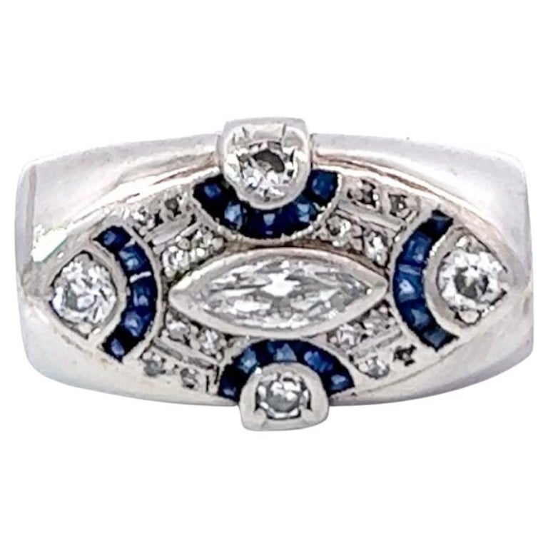 Art Deco Diamond Sapphire Ring