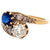 Edwardian Diamond Synthetic Sapphire 18 Karat Yellow Gold Toi et Moi Ring