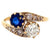Edwardian Diamond Synthetic Sapphire 18 Karat Yellow Gold Toi et Moi Ring