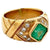 Vintage GIA Colombian Emerald Diamond 18 Karat Yellow Gold Band Ring