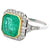 Art Deco Inspired 4.27 Carats Emerald Diamond Platinum Halo Ring