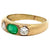 Antique Austrian Emerald Diamond 14 Karat Yellow Gold Three Stone Band Ring