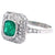 Art Deco Inspired Emerald Diamond Platinum Double Halo Engagement Ring