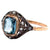 Art Deco Polish Created Stone Diamond Silver 14 Karat Rose Gold Ring