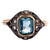 Art Deco Polish Created Stone Diamond Silver 14 Karat Rose Gold Ring