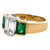 Vintage GIA 1.53 Carats Emerald Cut Diamond Emerald 18k Yellow Gold Three Stone Ring