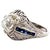 Art Deco GIA 1.72 Carats Old Mine Cut Diamond Sapphire Platinum Filigree Ring