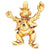 Mid Century Gemstone 14 Karat Yellow Gold Clown Brooch