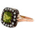 Antique Inspired Peridot Diamond Silver 14 Karat Rose Gold Ring