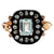 Antique Inspired Aquamarine Silver 14 Karat Yellow Gold Ring