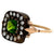 Antique Inspired Peridot Silver 14 Karat Yellow Gold Ring