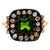 Antique Inspired Peridot Silver 14 Karat Yellow Gold Ring
