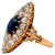 Belle Époque French GIA Cambodian No Heat Sapphire Diamond 18k Gold Navette Ring