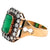 Victorian Revival GIA Brazilian Emerald Diamond Silver Yellow Gold Cluster Ring
