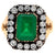 Victorian Revival GIA Brazilian Emerald Diamond Silver Yellow Gold Cluster Ring