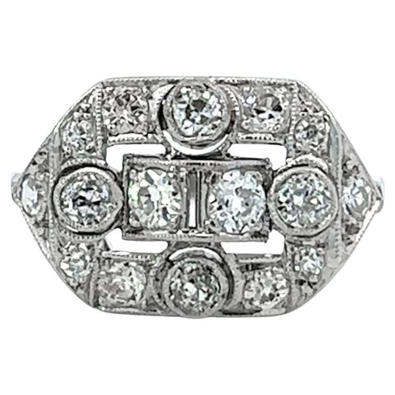 Art Deco Old Cut Diamond Platinum Dinner Ring