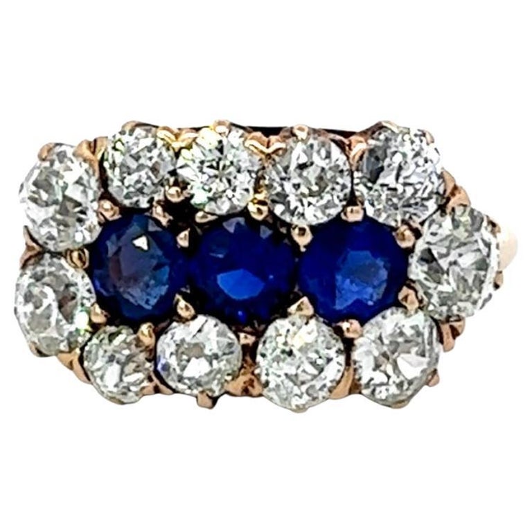 Edwardian Sapphire Diamond 14k Rose Gold Ring
