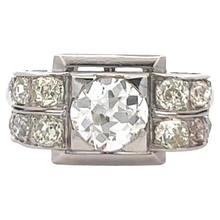 Art Deco GIA 1.11 Carats Old European Cut Diamond Platinum Ring