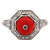 Art Deco Inspired Coral Diamond Platinum Ring