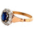 Edwardian Sapphire Diamond 18k Rose Gold Cluster Ring