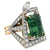 Vintage 12.86 Carats Green Tourmaline Diamond 14k Two Tone Gold Cocktail Ring
