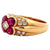 Vintage Ruby Diamond 18k Yellow Gold Flower Ring