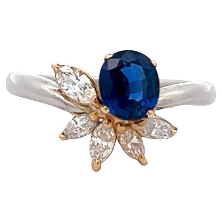 Vintage GIA 1.01 Carats Cambodian Sapphire Diamond Platinum Ring