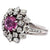 Mid Century 2.04 Carats Pink Sapphire Diamond Platinum Cluster Ring