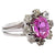 Mid Century French GIA 2.49 Carats Pink Sapphire Diamond 18k White Gold Cluster Ring