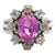 Mid Century French GIA 2.49 Carats Pink Sapphire Diamond 18k White Gold Cluster Ring