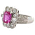 Vintage Pink Sapphire Diamond 18k White Gold Cluster Ring
