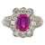 Vintage Pink Sapphire Diamond 18k White Gold Cluster Ring