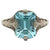 Art Deco Aquamarine 14 Karat White Gold Filigree Solitaire Ring