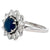 Mid Century French 1.96 Sapphire Diamond Platinum 18k White Gold Cluster Ring