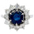 Mid Century French 1.96 Sapphire Diamond Platinum 18k White Gold Cluster Ring