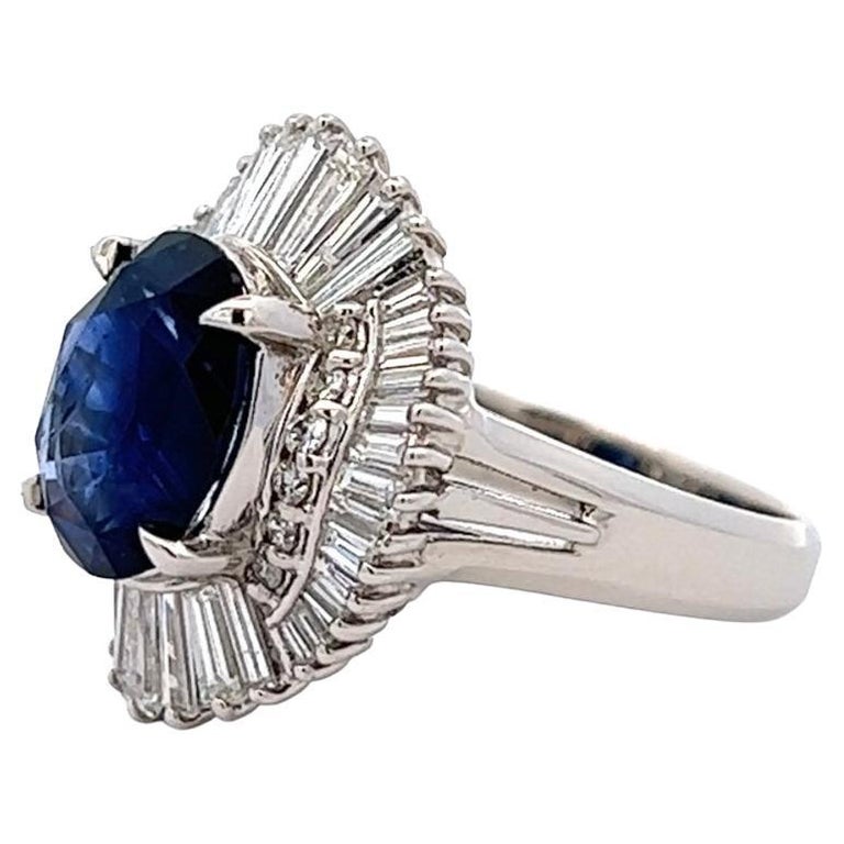 3.60 Carats Sapphire Diamond Platinum Ballerina Ring