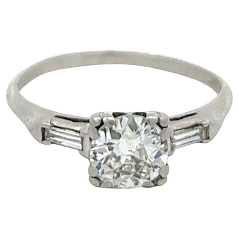 Art Deco Old European Cut Diamond Platinum Ring