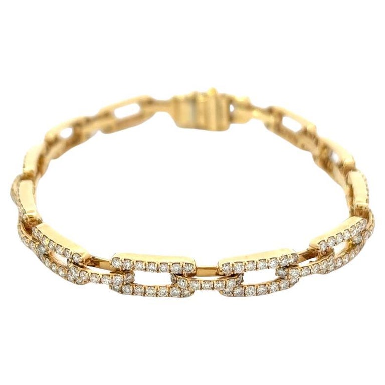 Diamond 14 Karat Yellow Gold Link Bracelet