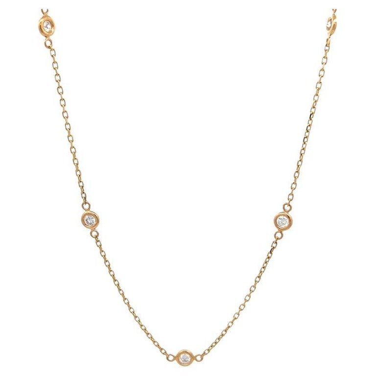 Diamond 14 Karat Yellow Gold Diamond By the Yard Chain Necklace