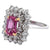 Vintage GIA 2.14 Carats Purple-Pink Sapphire Diamond 18 Karat White Gold Cluster Ring