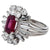 Mid Century French 1.47 Carats Ruby Diamond Platinum Cluster Ring